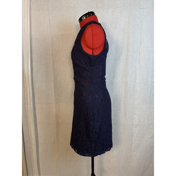 Guess Womens Navy Lace Shift Dress Size 8 Floral Embroidered Stretch Mini D669 - Picture 3 of 13